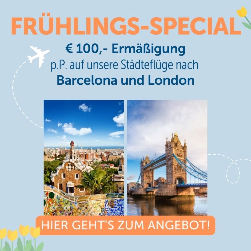 Frühling Barcelona London Blumen Flugzeug