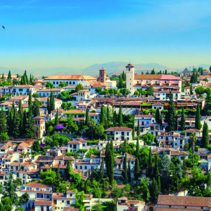 View of the historical arabic town Albicin in Granada Spain