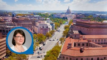 Washington DC Skyline Straße Bäume