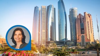 Skyline Palmen Stadt Wolkenkratzer