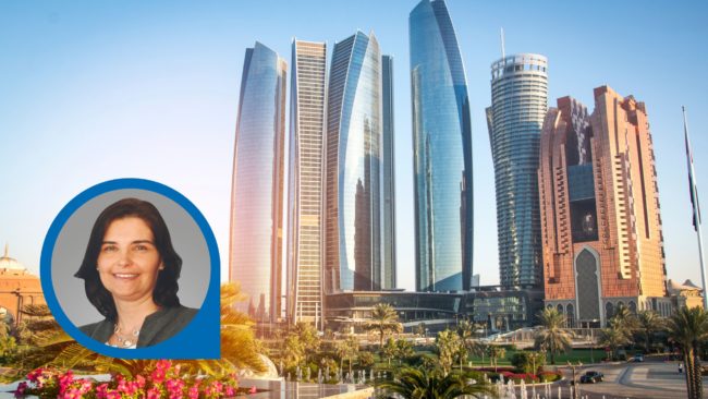 Skyline Palmen Stadt Wolkenkratzer